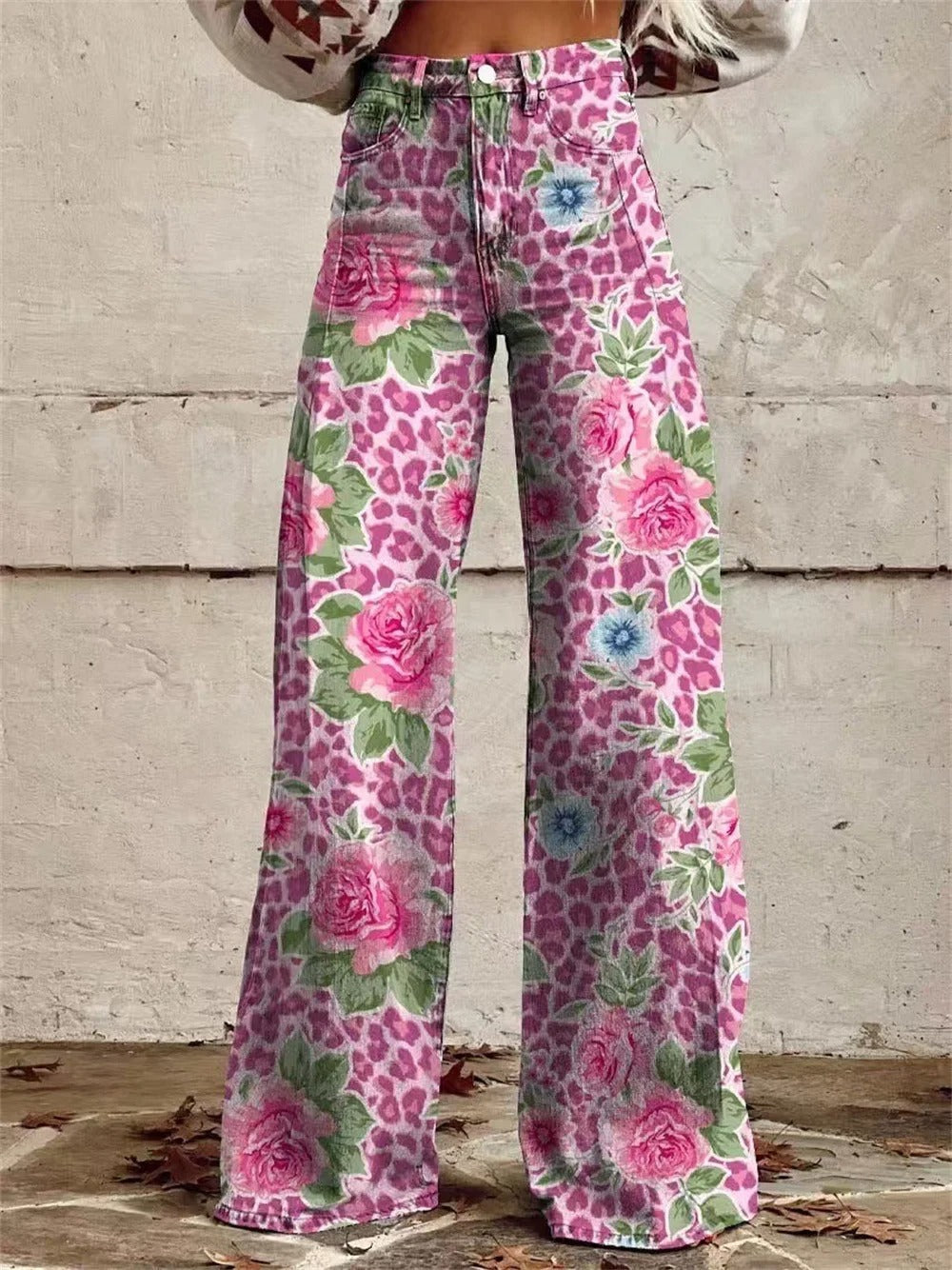 Madison™ - Spodnie z szerokimi nogawkami w stylu vintage z kwiatowym nadrukiem