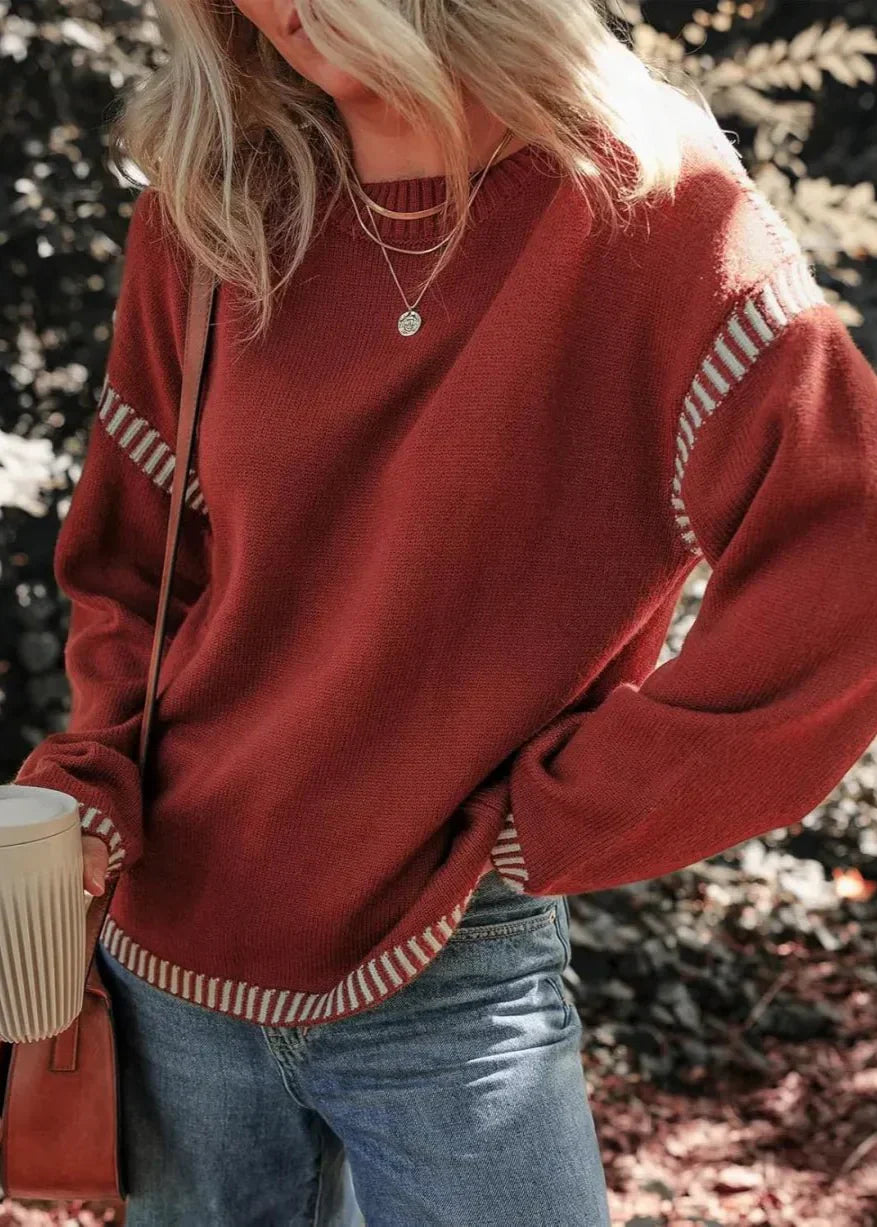 Marisa - Stylowy Sweter w Kontrastowych Kolorach