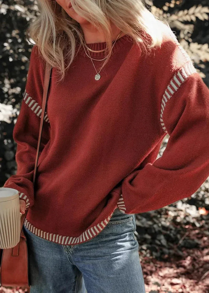 Marisa - Stylowy Sweter w Kontrastowych Kolorach