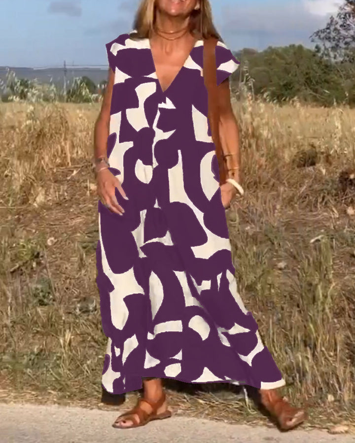 Alvina - Luźna Sukienka Abstrakcyjna