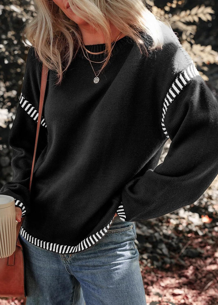Marisa - Stylowy Sweter w Kontrastowych Kolorach