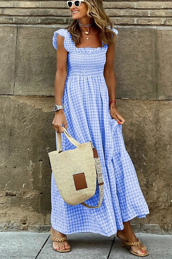 Odette - Elegancka Letnia Sukienka w Kratkę