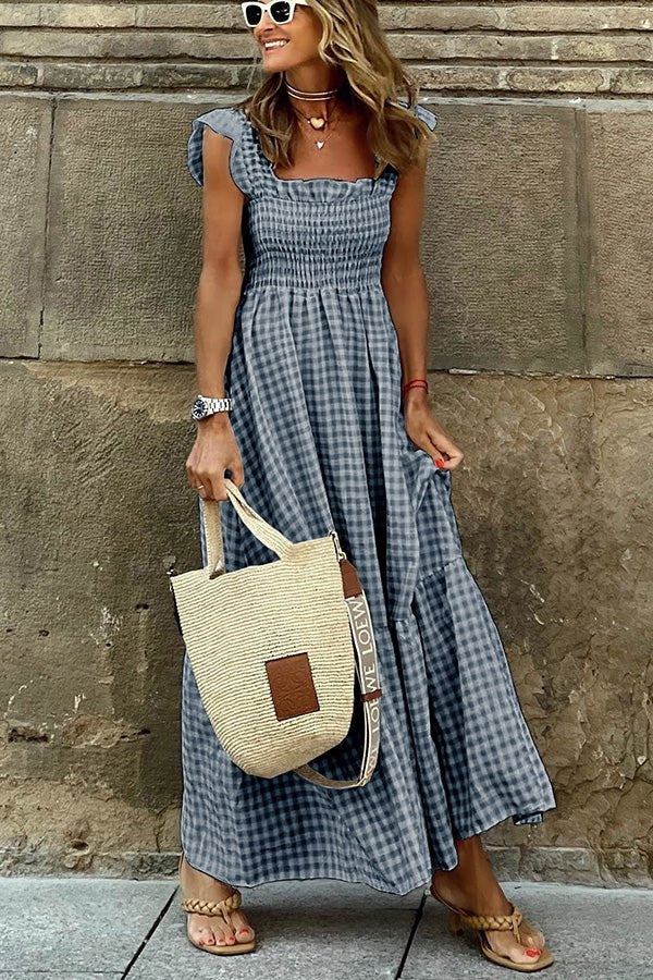 Odette - Elegancka Letnia Sukienka w Kratkę