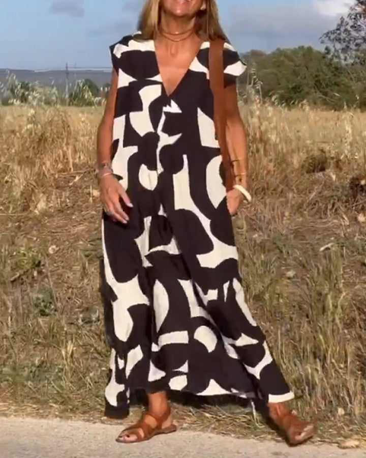 Alvina - Luźna Sukienka Abstrakcyjna