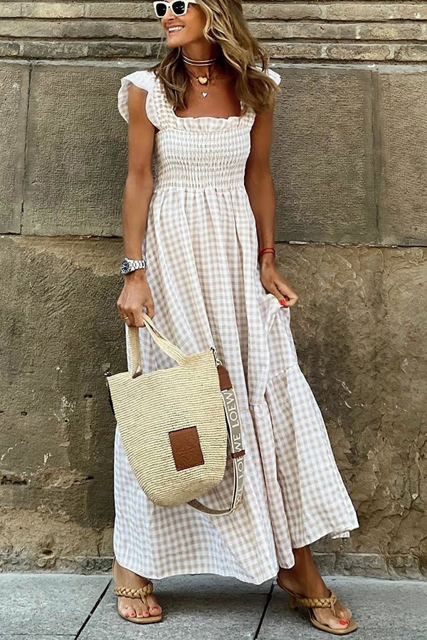 Odette - Elegancka Letnia Sukienka w Kratkę