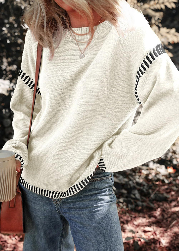 Marisa - Stylowy Sweter w Kontrastowych Kolorach