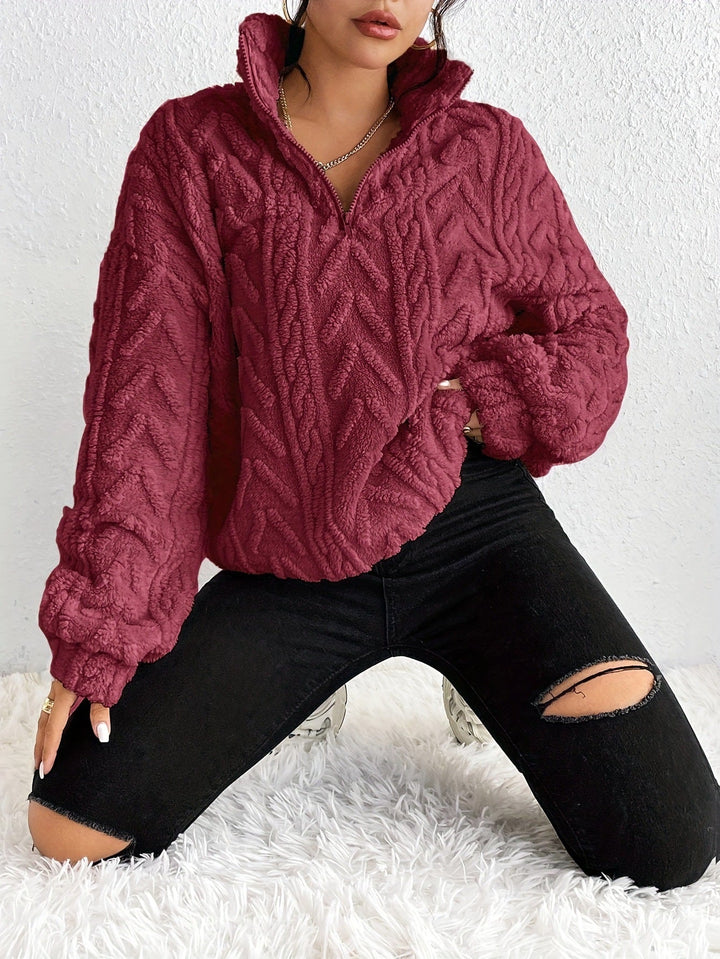 Aila - Puchaty Sweter z Zippem