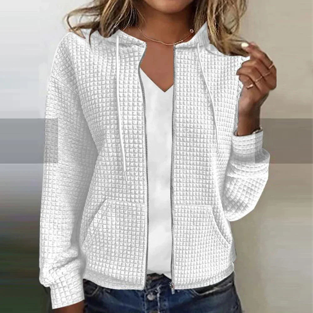 Elaine | Teksturowana Bluza z Kapturem na Zamek
