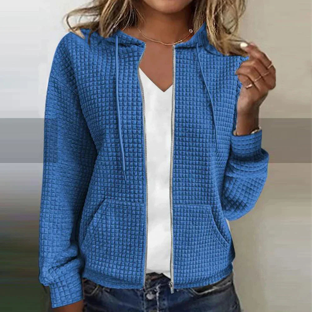 Elaine | Teksturowana Bluza z Kapturem na Zamek