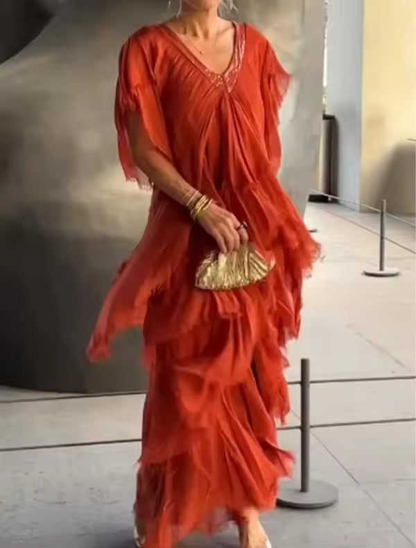 Anselia - Sukienka Boho z Falbanami